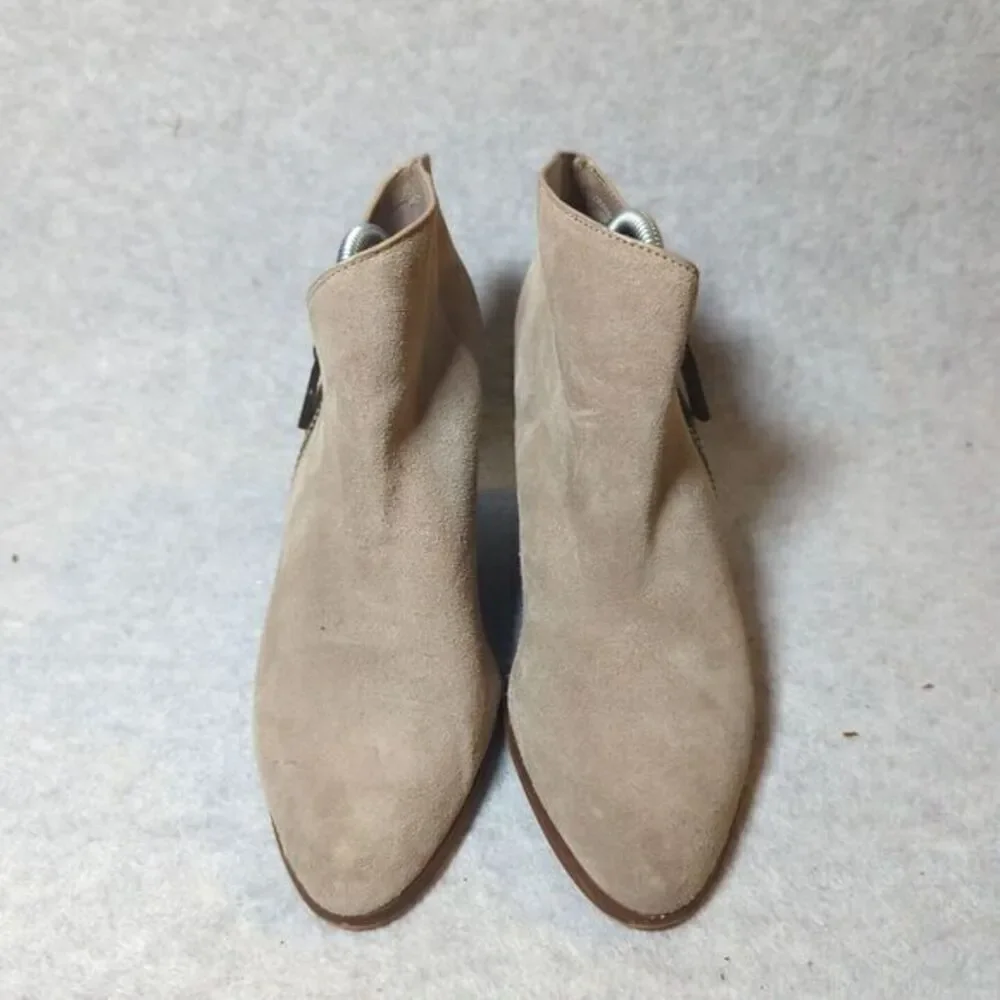 1STATE  Women's Kaleb‎ Boot Size 8 Wedge Heel Tan Taupe Suede Zip Shoe